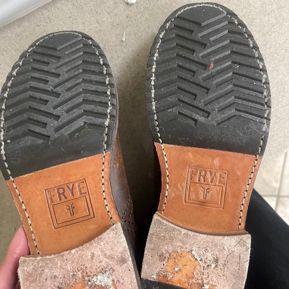 FRYE Women's Tall Veronica  Boots Brown Distressed Leather Buckle Moto Size 5.5 - Picture 12 of 13